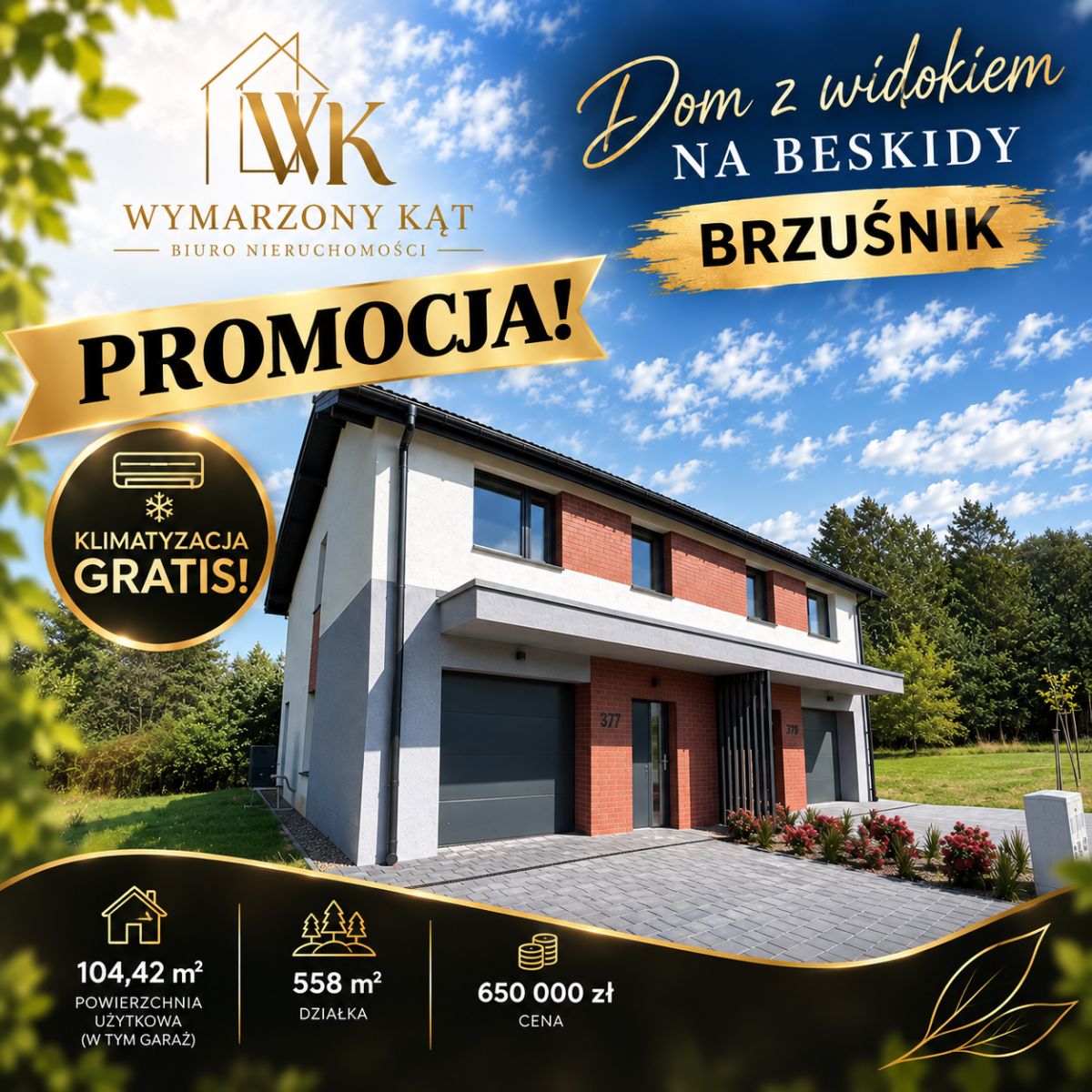 Nowy dom z garażem | Widok na Beskidy | Pompa