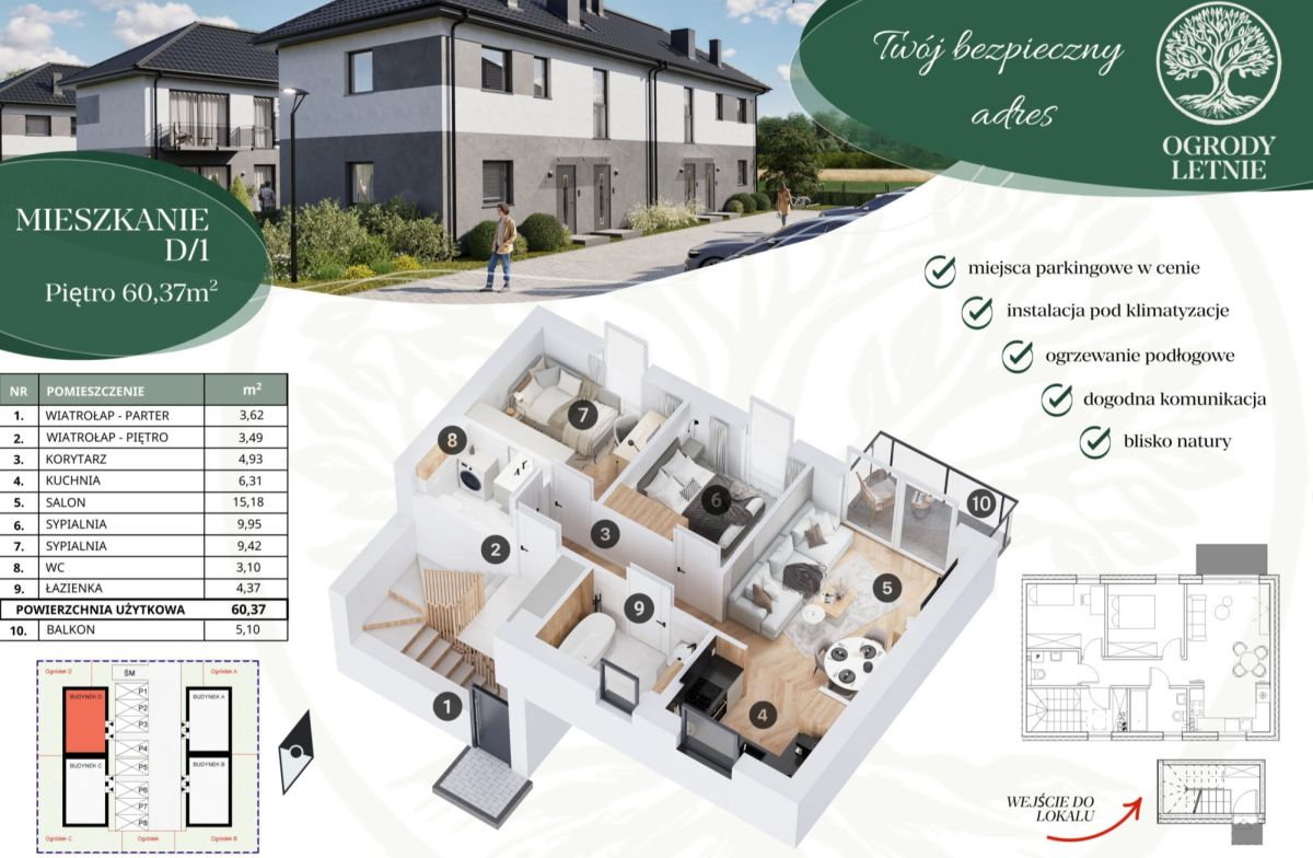 Zdjęcie 3 - 3 pokoje 60,37 m² | Balkon | 0% prowizji
