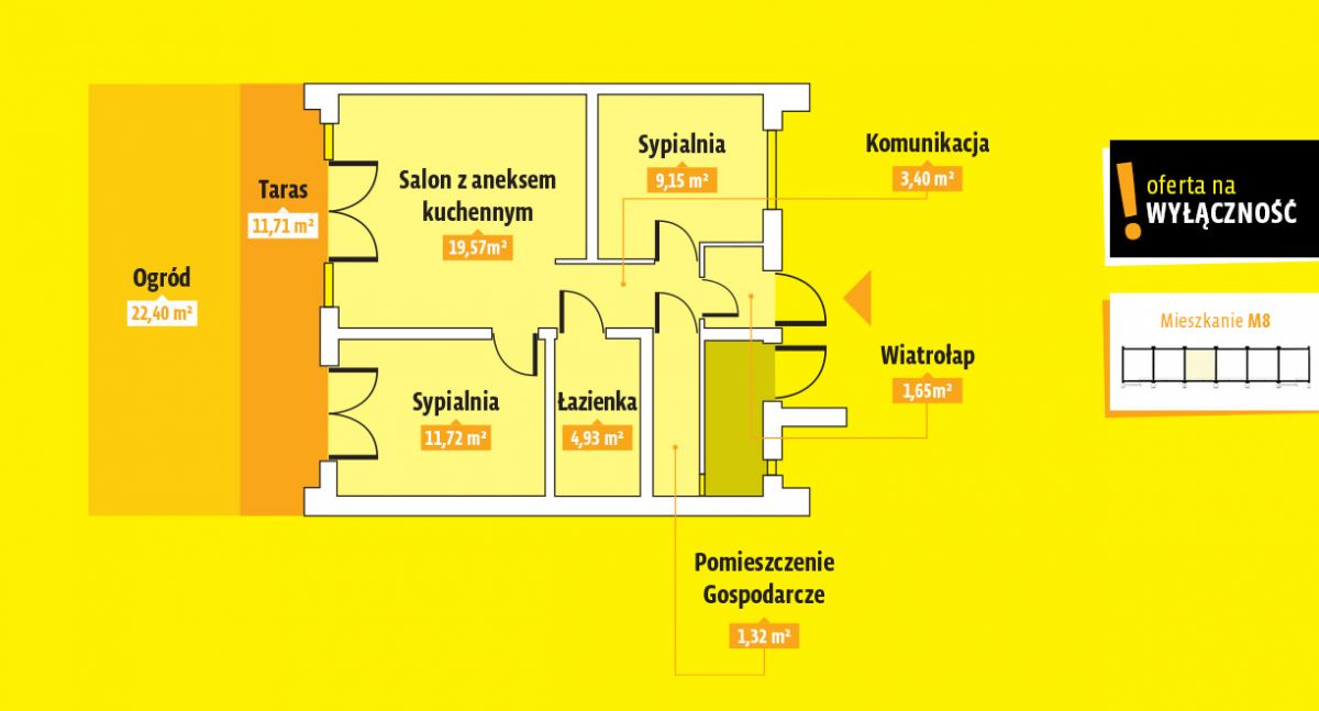 Bernardyńska - apartament z tarasem 3 pokoje
