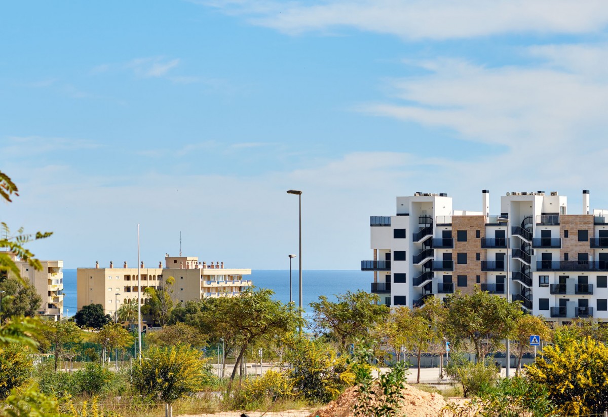 Widowiskowe apartamenty z widokiem na morze tylko 400 m od plaży w Mil Palmeras, Costa Blanca