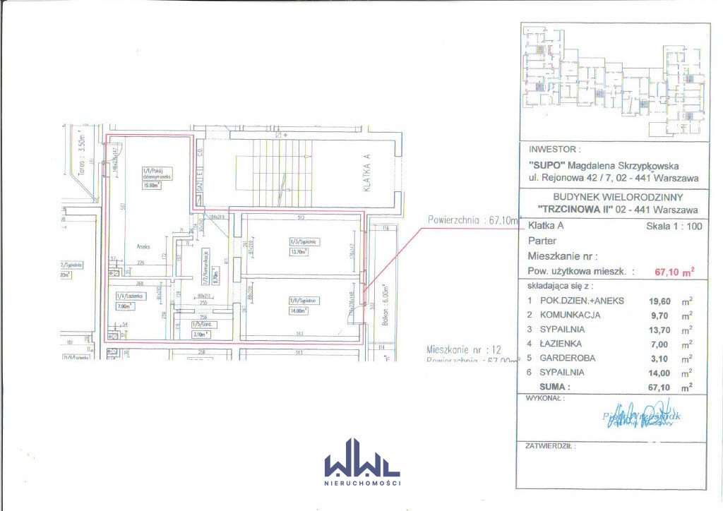 67 m² |3 pokoje | 2 balkony | garderoba | klima